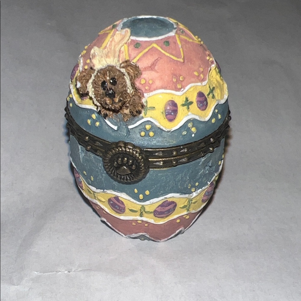 Boyds Bears Easter Egg with Bear Dressed as Bunny in Pastel Hues - Excellent!